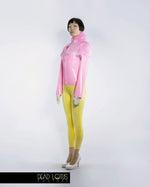 COMPLETE OUTFIT - MALUM Latex Outfit Off-Shoulder Catsuit & Jacket with Faux Fur and Wrist Gloves