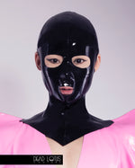 COMPLETE OUTFIT - BELLUM MONSTRUM Masked Latex Clubwear Outfit with Crop Top Bra & Faux Fur Trousers