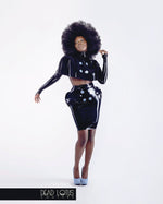 Latex Skirt and Top OCCULTA: Black Latex by Dead Lotus Couture on female model as seen in Missy Elliott's Throw it Back video
